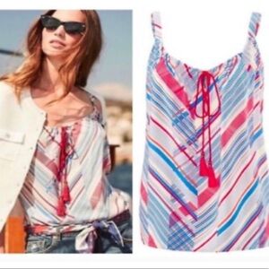 CAbi in-line print tassel sleeveless tank